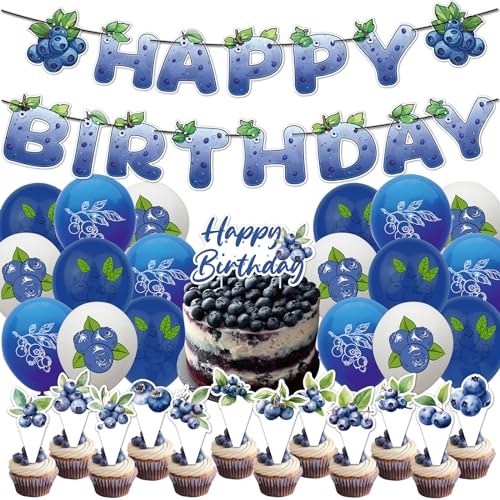 Blaubeere Party Dekorationen Blaubeere Geburtstag Party Zubehör beinhaltet Blaubeere HAPPY BIRTHDAY Banner Ballons Cupcake Toppers Kuchen Topper für Blaubeere Obst Geburtstagsparty Baby Dusche Dekor Blaubeere Party Dekorationen Blaubeere Geburtstag Party Zubehör beinhaltet Blaubeere HAPPY BIRTHDAY Banner Ballons Cupcake Toppers Kuchen Topper für Blaubeere Obst Geburtstagsparty Baby Dusche Dekor von POMNUG