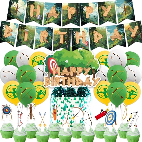 Bogenschießen Party Dekorationen Bogenpfeile Jagd Geburtstag Dekorationen Beinhaltet Bogenschießen Geburtstag Banner Kuchen Topper Cupcake Toppers Ballons von POMNUG