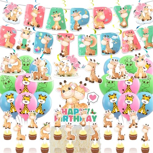 POMNUG Giraffe Geburtstag Dekorationen Party Supplies beinhaltet Banner Hängende Wirbel Kuchen Topper Cupcake Toppers Ballons für Tier Dekorationen,POMNUG-AB16 POMNUG Giraffe Geburtstag Dekorationen Party Supplies beinhaltet Banner Hängende Wirbel Kuchen Topper Cupcake Toppers Ballons für Tier Dekorationen,POMNUG-AB16 von POMNUG