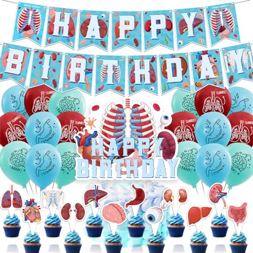 Human Anatomy Birthday Decorations Human Anatomy Body Part Party Supplies Includes Human Anatomy Birthday Banner Cake Topper Cupcake Toppers Balloons von POMNUG