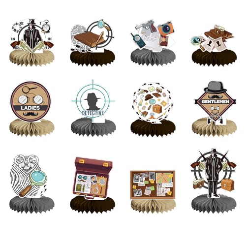POMNUG 12-Pack Detective Honeycomb Mittelstücke Mystery Detective Mittelstücke Tischdekorationen Detective Tischdecker für Detective Party Dekorationen Detective Party Zubehör POMNUG 12-Pack Detective Honeycomb Mittelstücke Mystery Detective Mittelstücke Tischdekorationen Detective Tischdecker für Detective Party Dekorationen Detective Party Zubehör von POMNUG