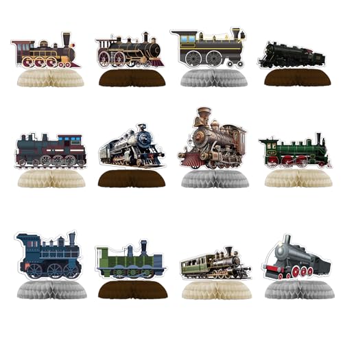 POMNUG 12-Pack Zug Waben Mittelstücke Retro Zug Mittelstücke Tischdekorationen Zug Tischdecken für Zug Party Dekorationen Zug Party Zubehör POMNUG 12-Pack Zug Waben Mittelstücke Retro Zug Mittelstücke Tischdekorationen Zug Tischdecken für Zug Party Dekorationen Zug Party Zubehör von POMNUG