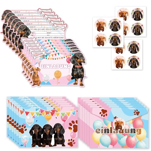 POMNUG 12x Dachshund Einladungskarten Kindergeburtstag Dachshund Hund Einladungskarten 12-pcs Umschlag und 12-Aufkleber für Jungen Mädchen Geburtstagseinladungen Party Einladungen POMNUG 12x Dachshund Einladungskarten Kindergeburtstag Dachshund Hund Einladungskarten 12-pcs Umschlag und 12-Aufkleber für Jungen Mädchen Geburtstagseinladungen Party Einladungen von POMNUG