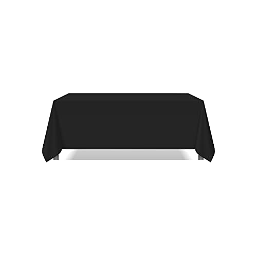 Pomp Hochwertige Polyester-Tischdecke, 228,6 x 335,3 cm, knitter- und schmutzabweisend, pflegeleicht, passend für rechteckige Tische, Schwarz von POMP