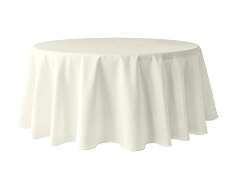 Pomp Runde Tischdecke aus Polyester, knitter- und schmutzabweisend, pflegeleicht, für runde Tische, elfenbeinfarben, 304,8 cm Pomp Runde Tischdecke aus Polyester, knitter- und schmutzabweisend, pflegeleicht, für runde Tische, elfenbeinfarben, 304,8 cm von POMP