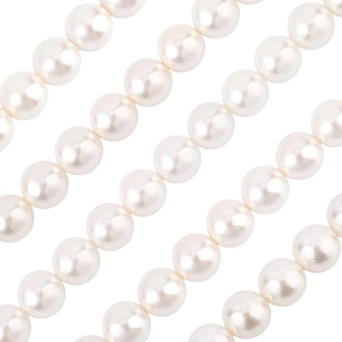 PONABEADIY 1 Box 1 Stränge 32 Stück 12mm Weiße Natürliche Muschelperlen Mit Löchern Runde Glatte Lose Abstandshalter Charms Perlen Für Die Schmuckherstellung Armbänder Halsketten DIY Bastelbedarf von PONABEADIY