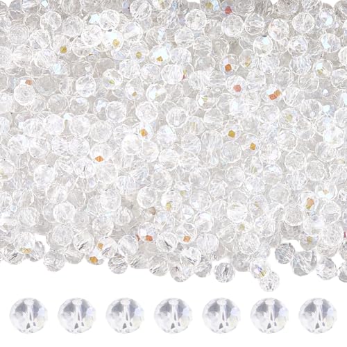 PONABEADIY 1 Box 10 Stränge 830 Stück 6mm Klare Rondell Glasperlen Mit 1mm Loch ab Farbe Facettierte Briolette Abstandshalter Charms Lose Perlen Für Die Schmuckherstellung Armbänder Halsketten DIY Ba von PONABEADIY
