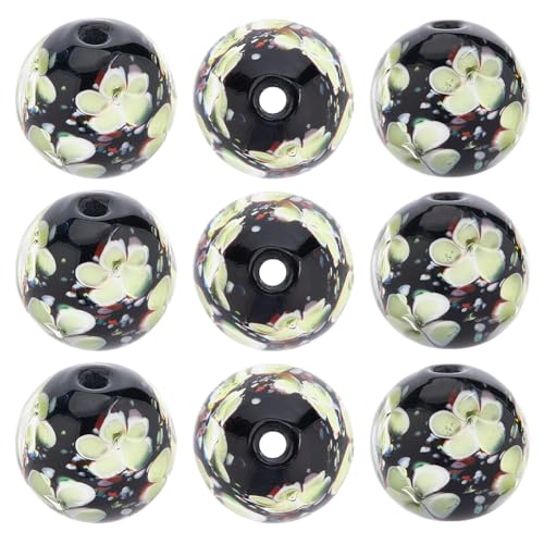 PONABEADIY 1 Box 10 Stück 19~20mm Grün Schwarze BLUMEsn Runde Handgefertigte Lampwork Perlen Mit Löchern Großes Glas BLUMEsnmuster Kristall Vintage Lose Abstandsperlen Für Die Schmuckherstellung Armb PONABEADIY 1 Box 10 Stück 19~20mm Grün Schwarze BLUMEsn Runde Handgefertigte Lampwork Perlen Mit Löchern Großes Glas BLUMEsnmuster Kristall Vintage Lose Abstandsperlen Für Die Schmuckherstellung Armb von PONABEADIY