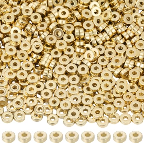PONABEADIY 1 Box 1000 Stück 6mm Flache Runde Abstandsperlen In Goldscheibe Mit 2.2mm Loch Goldene Abstandshalter Rondelle Charms CCB Kunststoffperlen Lose Masse Für Die Schmuckherstellung Armbänder H PONABEADIY 1 Box 1000 Stück 6mm Flache Runde Abstandsperlen In Goldscheibe Mit 2.2mm Loch Goldene Abstandshalter Rondelle Charms CCB Kunststoffperlen Lose Masse Für Die Schmuckherstellung Armbänder H von PONABEADIY