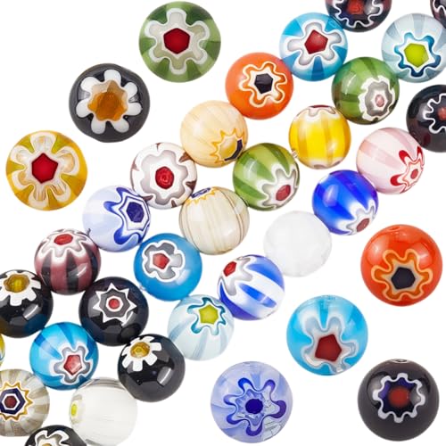 PONABEADIY 1 Box 111 Stück 10mm Gemischte Farben BLUMEsnmuster Millefiori Glasperlen Mit Löchern Runde Lampwork BLUMEsn Farbige Abstandshalter Lose Perlen Großpackung Für Die Herstellung von Schmuck PONABEADIY 1 Box 111 Stück 10mm Gemischte Farben BLUMEsnmuster Millefiori Glasperlen Mit Löchern Runde Lampwork BLUMEsn Farbige Abstandshalter Lose Perlen Großpackung Für Die Herstellung von Schmuck von PONABEADIY