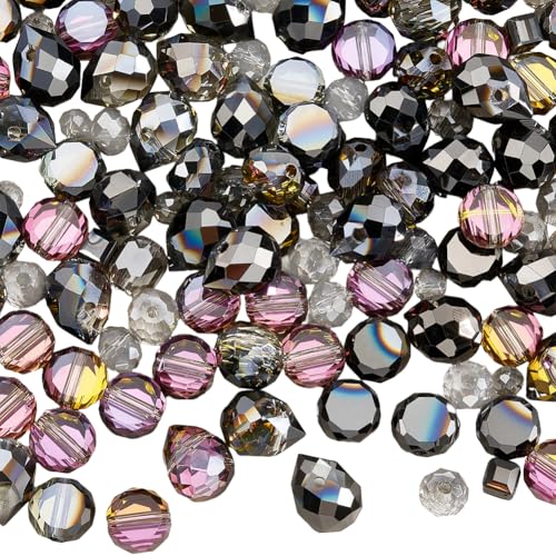 PONABEADIY 1 Box 114 Stück Schwarze Glasperlen Mit Löchern Zufällig Sortiert Transparent Galvanisiert Funkelnd Sortiment Lose Abstandsperlen Großpackung Für Die Schmuckherstellung Armbänder Halsketten von PONABEADIY