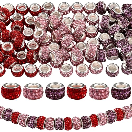 PONABEADIY 1 Box 120 Stück Rot Rosa Lila Europäische Strassperlen Mit Versilberten Messingkernen Großes Loch Diamanthaar Kristallton Rondelle Abstandshalter Charms Perle Für Schmuckherstellung DIY Bas PONABEADIY 1 Box 120 Stück Rot Rosa Lila Europäische Strassperlen Mit Versilberten Messingkernen Großes Loch Diamanthaar Kristallton Rondelle Abstandshalter Charms Perle Für Schmuckherstellung DIY Bas von PONABEADIY