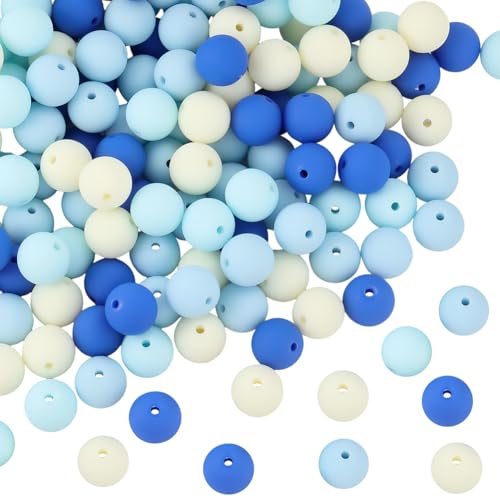 PONABEADIY 1 Box 12mm 150 Stück Blaue Matte Perlen Mit Löchern Acryl Rund Mattiert Fokal Sommer Ozean Undurchsichtig Lose Abstandshalter Charm Perlen Großpackung Für Schmuckherstellung Ohrringe Armbä von PONABEADIY