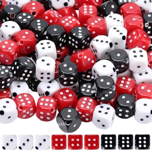 PONABEADIY 1 Box 180 Stück 2.5mm Acrylwürfel Fokalperlen Mit Loch Weiß Schwarz Rot Kleiner Spielwürfel Abstandshalter Lose Würfelform Perlenmasse Für Die Schmuckherstellung Armbänder Halsketten Ohrrin von PONABEADIY