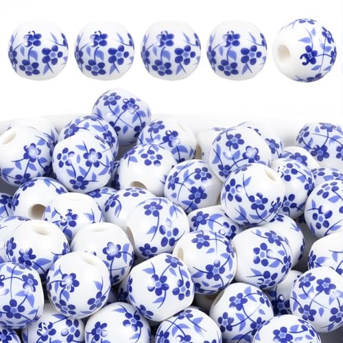 PONABEADIY 1 Box 180 Stück 8mm Weiß Blaue Runde Porzellanperlen Mit Löchern BLUMEsndruck Florales Chinesisches Vintage KeramikBLUMEsn Abstandshalter Lose Perlen Für Die Schmuckherstellung Armbänder H PONABEADIY 1 Box 180 Stück 8mm Weiß Blaue Runde Porzellanperlen Mit Löchern BLUMEsndruck Florales Chinesisches Vintage KeramikBLUMEsn Abstandshalter Lose Perlen Für Die Schmuckherstellung Armbänder H von PONABEADIY
