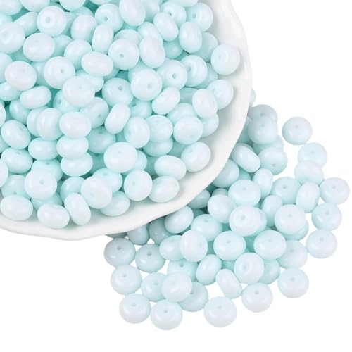PONABEADIY 1 Box 200 Stück 8mm Hellblaue Rondelle Glasperlen Mit Löchern Kristallfarben Flach Rund Undurchsichtig Backlackiert Glatt Abstandshalter Charms Lose Perlen Für Die Schmuckherstellung Armbä PONABEADIY 1 Box 200 Stück 8mm Hellblaue Rondelle Glasperlen Mit Löchern Kristallfarben Flach Rund Undurchsichtig Backlackiert Glatt Abstandshalter Charms Lose Perlen Für Die Schmuckherstellung Armbä von PONABEADIY