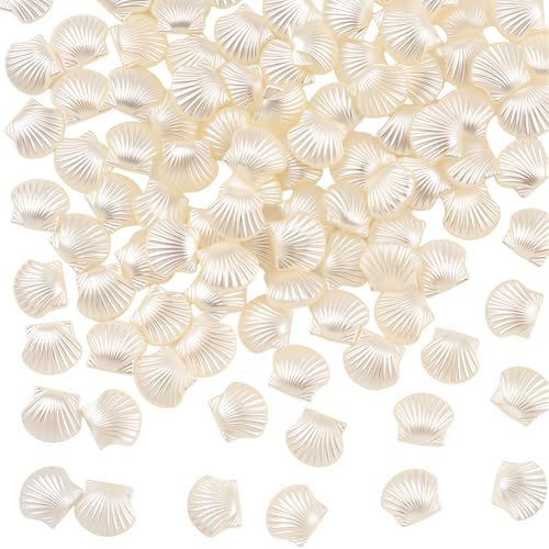 PONABEADIY 1 Box 200 Stück Weiße Kunststoff Muschel Muschel Imitationsperlen Mit Löchern Strandthema Sommer Hawaii Ozean Charms Abstandshalter Lose Perlen Großpackung Für Schmuckherstellung Armbänder von PONABEADIY