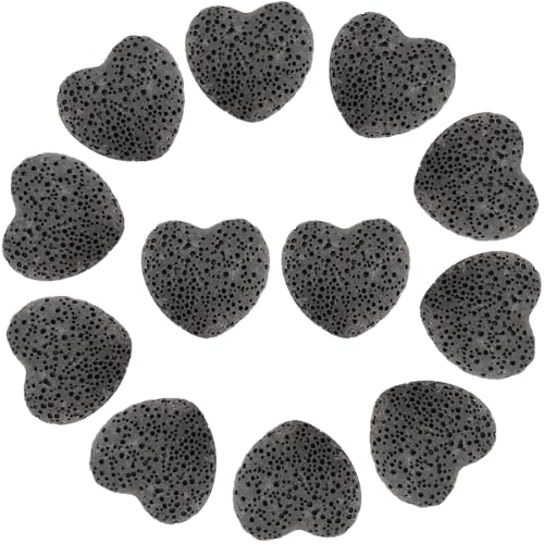 PONABEADIY 1 Box 24 Stück Graue Lavasteinperlen In Herzform Natürlicher Vulkanstein Diffusor Für Ätherische Öle Chakra Edelstein Valentinstagsperle Für Die Schmuckherstellung Armbänder Halsketten DIY von PONABEADIY
