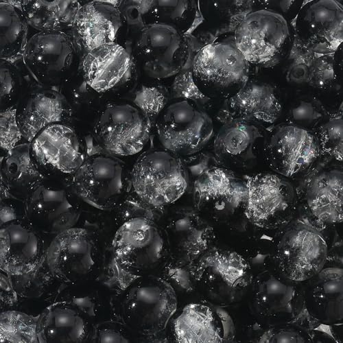 PONABEADIY 1 Box 3 Stränge 300 Stück 8mm Schwarze Crackle Glasperlen Mit Löchern Kristallriss Rund Zweifarbig Sprühlackiert Abstandshalter Charms Lose Perlen Großpackung Für Schmuckherstellung Halske PONABEADIY 1 Box 3 Stränge 300 Stück 8mm Schwarze Crackle Glasperlen Mit Löchern Kristallriss Rund Zweifarbig Sprühlackiert Abstandshalter Charms Lose Perlen Großpackung Für Schmuckherstellung Halske von PONABEADIY