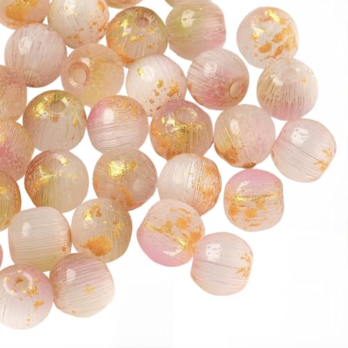 PONABEADIY 1 Box 376 Stück 5.5mm Rosa Zweifarbige Glasperlen Mit Löchern Goldfolie Kristall Rund Ziehbank Stil Glänzend Lose Abstandshalter Charms Perlen Großpackung Für Schmuckherstellung Halsketten von PONABEADIY