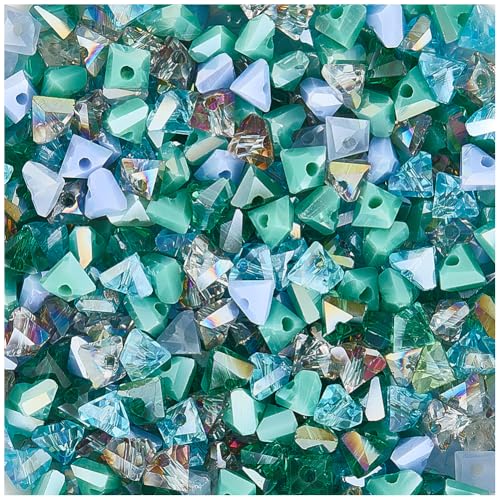 PONABEADIY 1 Box 5 Stränge 500 Stück Dreieckige Geometrisch Geformte Glasperlen Mit Loch Kleine Galvanisierte Facettierte Kristallanhänger Lose Perlen In Großpackung Für Die Herstellung von Schmuck Ar von PONABEADIY