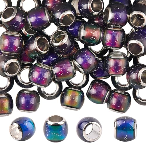 PONABEADIY 1 Box 50 Stück Europäische Stimmungsglasperlen Temperatursensor Farbwechsel Rund Rondell Kristall 4mm Großes Loch Abstandshalter Charms Perle Für Die Schmuckherstellung Armbänder Halskette von PONABEADIY