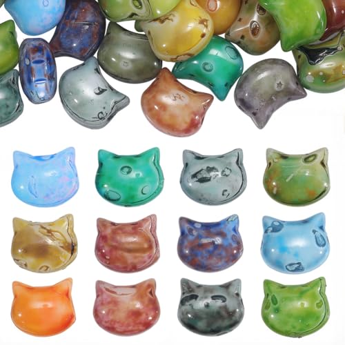 PONABEADIY 1 Box 50 Stück Katzen Glasperlen Mit Löchern Picasso Backen Bunt Tier Katzenkopf Undurchsichtig Vintage Lose Abstandshalter Rocailles Perlen Für Die Schmuckherstellung Halsketten Ohrringe A PONABEADIY 1 Box 50 Stück Katzen Glasperlen Mit Löchern Picasso Backen Bunt Tier Katzenkopf Undurchsichtig Vintage Lose Abstandshalter Rocailles Perlen Für Die Schmuckherstellung Halsketten Ohrringe A von PONABEADIY