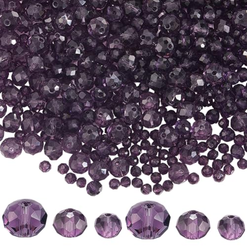 PONABEADIY 1 Box 795 Stück Violette Facettierte Glasperlen Mit Loch Lavendelfarben Rund Glänzend Lose Abstandshalter Charm Perlen Großpackung Für Schmuckherstellung Armbänder Halsketten Ohrringe DIY B von PONABEADIY