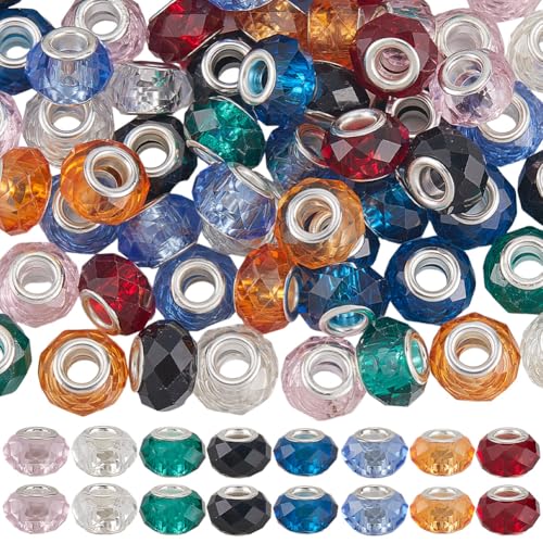 PONABEADIY 1 Box 80 Stück 8 Farben 14mm Facettierte Europäische Glasperlen Mit Silbernem Messingkern Verschiedene Rondelle Großes Loch Abstandshalter Lose Charms Perle Für Die Schmuckherstellung Armb PONABEADIY 1 Box 80 Stück 8 Farben 14mm Facettierte Europäische Glasperlen Mit Silbernem Messingkern Verschiedene Rondelle Großes Loch Abstandshalter Lose Charms Perle Für Die Schmuckherstellung Armb von PONABEADIY