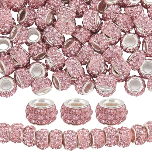 PONABEADIY 1 Box 80 Stück Rosafarbene Europäische Strassperlen Mit Versilberten Messingkernen Großes Loch Rondell Kristall Glänzende Abstandshalter Charms Lose Perlen Für Die Schmuckherstellung Armbän PONABEADIY 1 Box 80 Stück Rosafarbene Europäische Strassperlen Mit Versilberten Messingkernen Großes Loch Rondell Kristall Glänzende Abstandshalter Charms Lose Perlen Für Die Schmuckherstellung Armbän von PONABEADIY