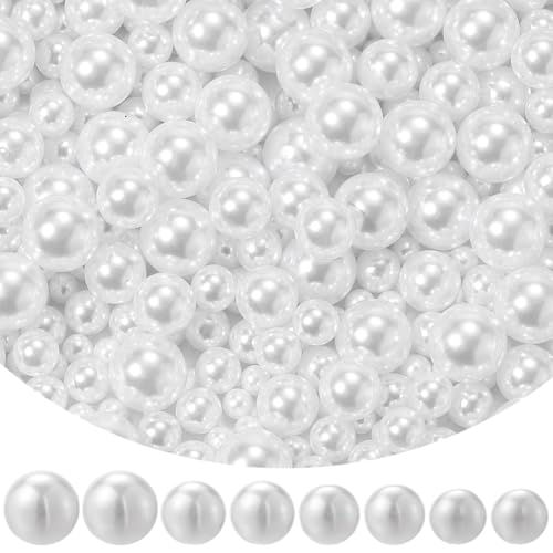PONABEADIY 1 Box 800 Stück 4mm 6mm 8mm 10mm Weiß Rund Kunststoff Kunstperlen Ohne Loch Imitation Künstliche Sommerperlen Aus Acryl In Verschiedenen Größen Für Die Schmuckherstellung Haarvasenfülle von PONABEADIY