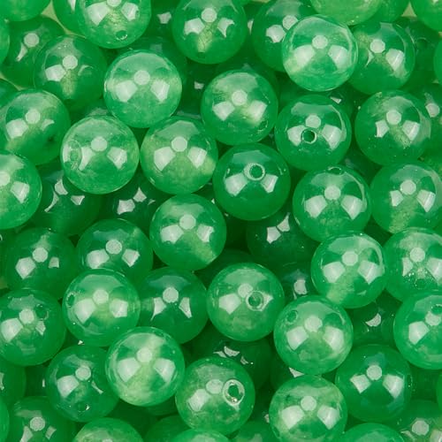 PONABEADIY 1 Box 8mm 120 Stück Lindgrüne Jade Runde Perlen Mit Löchern Edelsteinkristall Polierter Stein Glatter Loser Abstandshalter Großpackung Für Schmuckherstellung Ohrringe Armbänder Halsketten von PONABEADIY