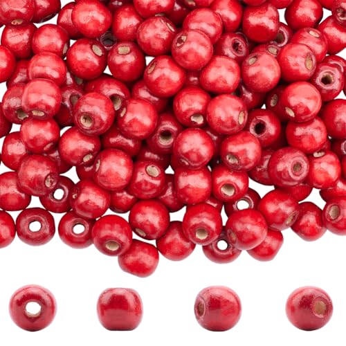 PONABEADIY 12mm 400 Stück Natürliche Makramee Holzperlen Mit Löchern Rund Gefärbt Poliert Glatt Massiv Lose Abstandsperlen Großpackung Für Schmuckherstellung Armbänder Halsketten DIY Basteln Heimdeko von PONABEADIY