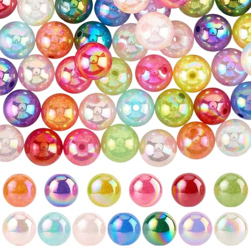PONABEADIY 20mm 65 Stück 13 Farben Crackle Kristallperlen Mit Löchern ab Farbe Rund Klobig Kaugummi Transparent Acryl Lose Abstandsperlen Für Die Schmuckherstellung Ohrringe Armbänder Halsketten DIY von PONABEADIY