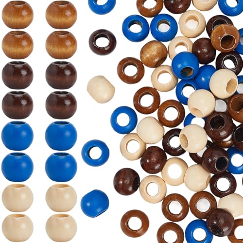 PONABEADIY 20mm 80 Stück Bunte Holzperlen Mit Großen Löchern Sprühlackiert Runde Rondelle Schwarz Weiß Braune Blau Lose Holz Abstandshalterperle Für Die Schmuckherstellung Armbänder Halsketten Ohrrin von PONABEADIY