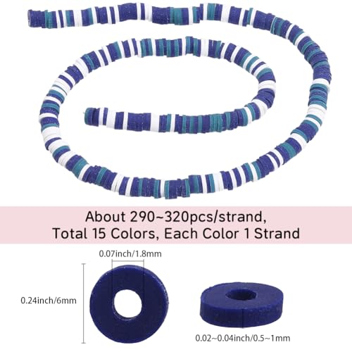 PONABEADIY 6mm 4350 Stück Blaue Heishi Perlen Mit Löchern Polymer Ton Handgefertigt Weiche Scheibe Flach Rund Lose Abstandsperlenstränge Masse Für Die Schmuckherstellung Halsketten Armbänder Ohrringe von PONABEADIY