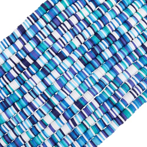 PONABEADIY 6mm 4350 Stück Flache Runde Blaue Perlen Mit Löchern Heishi Polymer Ton Handgefertigt Weiche Scheibenförmige Lose Abstandsperlenstränge Masse Für Die Schmuckherstellung Halsketten Armbände von PONABEADIY