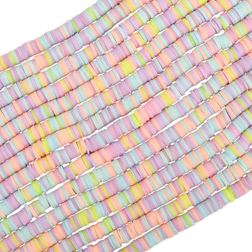 PONABEADIY 6mm 4350 Stück Heishi Perlen Rosa Mit Löchern Polymer Ton Flach Rund Scheibenförmig Handgefertigt Weich Lose Abstandsperlenstränge Lose Menge Für Die Schmuckherstellung Armbänder Halskette von PONABEADIY