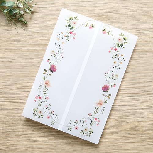 PONATIA Pergamenthüllen für 12,7 x 17,8 cm Einladungskarten, 135 g/m², Wildblumen-Pergamenthüllen, Hochzeits- und Kartenhüllen, 50 Stück von PONATIA