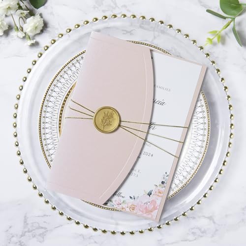 ponatia Hochzeitseinladungskarten-Set – 20 Stück 12,7 x 17,8 cm Hochzeitseinladungskarten mit Umschlägen, Wachssiegeln, Bändern für Hochzeit, Babyparty, Geburtstag, Quinceanera-Einladung (Blush Pink) ponatia Hochzeitseinladungskarten-Set – 20 Stück 12,7 x 17,8 cm Hochzeitseinladungskarten mit Umschlägen, Wachssiegeln, Bändern für Hochzeit, Babyparty, Geburtstag, Quinceanera-Einladung (Blush Pink) von PONATIA