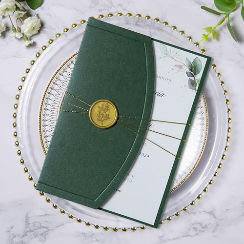 ponatia Hochzeitseinladungskarten-Set – 20 Stück 12,7 x 17,8 cm Hochzeitseinladungskarten mit Umschlägen, Wachssiegeln, Bändern für Hochzeit, Babyparty, Geburtstag, Quinceanera-Einladung (Smaragdgrün) ponatia Hochzeitseinladungskarten-Set – 20 Stück 12,7 x 17,8 cm Hochzeitseinladungskarten mit Umschlägen, Wachssiegeln, Bändern für Hochzeit, Babyparty, Geburtstag, Quinceanera-Einladung (Smaragdgrün) von PONATIA
