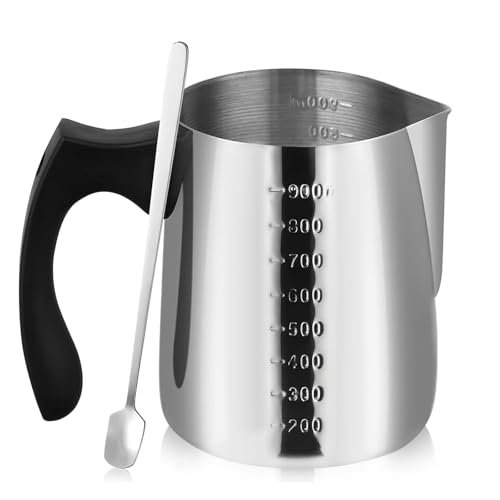 900 ml Kerzenwachs Schmelztopf, Edelstahl Kerzenherstellung Topf Wachsschmelztopf mit Graduierung Hitzebeständigem Griff und Löffel, Kerzenschmelztiegel Schmelztopf für Kerzenherstellung Seifenherstel 900 ml Kerzenwachs Schmelztopf, Edelstahl Kerzenherstellung Topf Wachsschmelztopf mit Graduierung Hitzebeständigem Griff und Löffel, Kerzenschmelztiegel Schmelztopf für Kerzenherstellung Seifenherstel von PONGH