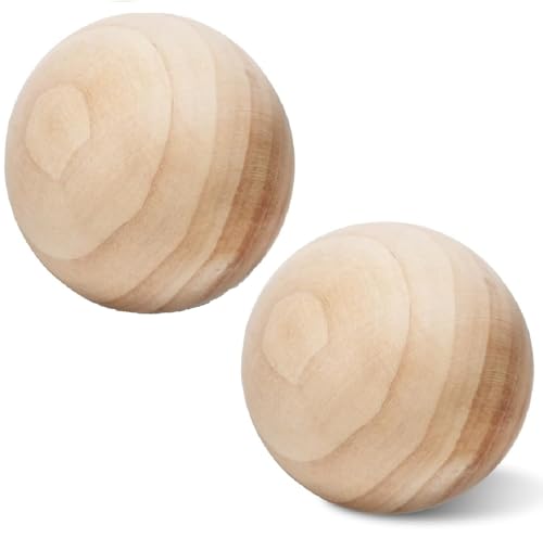 10,2 cm große Holzkugeln, unlackierte runde Holzkugeln, 100 mm große natürliche Holzkugeln für Bastelarbeiten und dekorative Bastelprojekte, 2 Stück von PONGJA