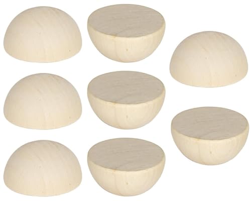 Halbe Holzkugeln, 75 mm, unlackiert, runde Holzkugeln, kleine natürliche Holzkugeln, halbgeteilte Kugeln für Bastelarbeiten und dekorative Projekte, 8 Stück Halbe Holzkugeln, 75 mm, unlackiert, runde Holzkugeln, kleine natürliche Holzkugeln, halbgeteilte Kugeln für Bastelarbeiten und dekorative Projekte, 8 Stück von PONGJA