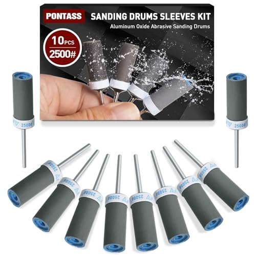 10 Stück Schleiftrommel-Set für Bohrmaschinen und Bohrmaschinen, Körnung 2500, Aluminiumoxid-Schleiftrommeln, Hülsen-Set, Schleifpapierstange für Metall, Holz, Form, Stein, Polieren, Entgraten 10 Stück Schleiftrommel-Set für Bohrmaschinen und Bohrmaschinen, Körnung 2500, Aluminiumoxid-Schleiftrommeln, Hülsen-Set, Schleifpapierstange für Metall, Holz, Form, Stein, Polieren, Entgraten von PONTASS