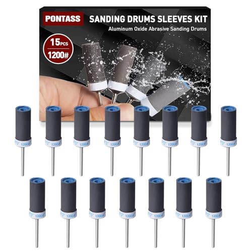 15 Stück 1200 Körnung Schleiftrommel-Set für Bohrmaschinen und Bohrmaschinen, Aluminiumoxid-Schleiftrommeln, Hülsen-Set, Schleifpapierstange für Metall, Holz, Form, Stein, Polieren, Entgraten 15 Stück 1200 Körnung Schleiftrommel-Set für Bohrmaschinen und Bohrmaschinen, Aluminiumoxid-Schleiftrommeln, Hülsen-Set, Schleifpapierstange für Metall, Holz, Form, Stein, Polieren, Entgraten von PONTASS
