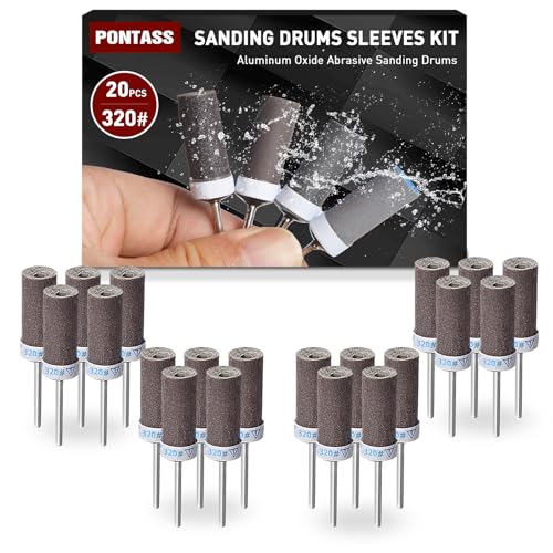 20 Stück 320 Körnung Schleifhülsen Satz für Dremel Rotationswerkzeug, Schleiftrommel-Set für Bohrmaschinen und Bohrmaschinen, Hülsen-Set, Schleifpapierstange für Metall, Holz, Form, Stein, Polieren 20 Stück 320 Körnung Schleifhülsen Satz für Dremel Rotationswerkzeug, Schleiftrommel-Set für Bohrmaschinen und Bohrmaschinen, Hülsen-Set, Schleifpapierstange für Metall, Holz, Form, Stein, Polieren von PONTASS