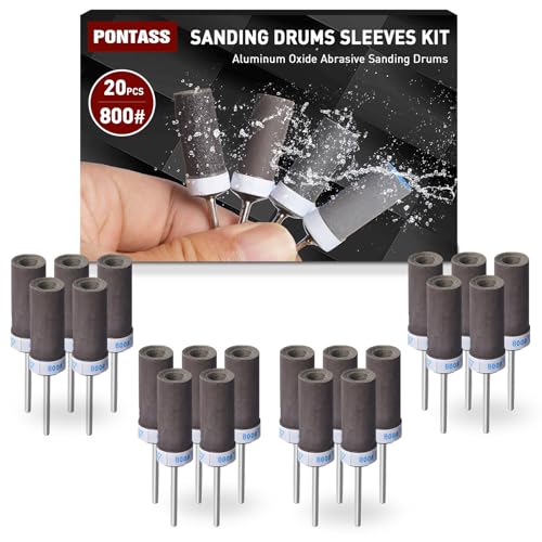 20 Stück 800 Körnung Schleifhülsen Satz für Dremel Rotationswerkzeug, Schleiftrommel-Set für Bohrmaschinen und Bohrmaschinen, Hülsen-Set, Schleifpapierstange für Metall, Holz, Form, Stein, Polieren 20 Stück 800 Körnung Schleifhülsen Satz für Dremel Rotationswerkzeug, Schleiftrommel-Set für Bohrmaschinen und Bohrmaschinen, Hülsen-Set, Schleifpapierstange für Metall, Holz, Form, Stein, Polieren von PONTASS