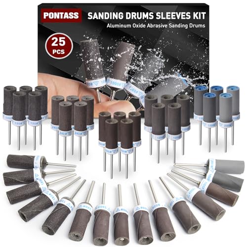 25 Stück Schleifhülsen Satz für Dremel Rotationswerkzeug mit 3mm Schaft 180/240/600/1000/1500/2000 Korn Schleifaufsätze, Schleifwalzen für Schleifen & Rosten Metallkante-Abreiben Stein Holz Schleifen 25 Stück Schleifhülsen Satz für Dremel Rotationswerkzeug mit 3mm Schaft 180/240/600/1000/1500/2000 Korn Schleifaufsätze, Schleifwalzen für Schleifen & Rosten Metallkante-Abreiben Stein Holz Schleifen von PONTASS
