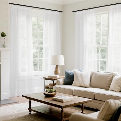 PONY DANCE Kurze Weiße Gardinen 160 cm Hoch Transparente Vorhang Durchsichtig Kurzgardine mit Kräuselband 4er Set H 160 x B 140 cm Wohnzimmer Vorhänge für Schienensystem Weiss Gardine Leinenoptik PONY DANCE Kurze Weiße Gardinen 160 cm Hoch Transparente Vorhang Durchsichtig Kurzgardine mit Kräuselband 4er Set H 160 x B 140 cm Wohnzimmer Vorhänge für Schienensystem Weiss Gardine Leinenoptik von PONY DANCE